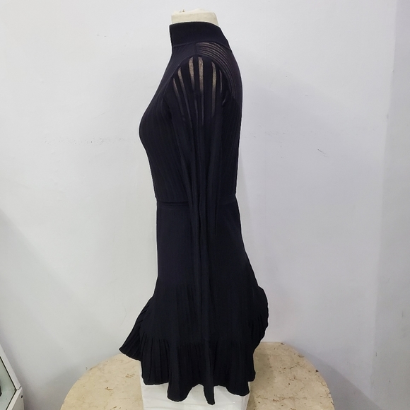 Reiss CLEMMY SHEER STRIPE KNITTED DRESS Black - Picture 8 of 10